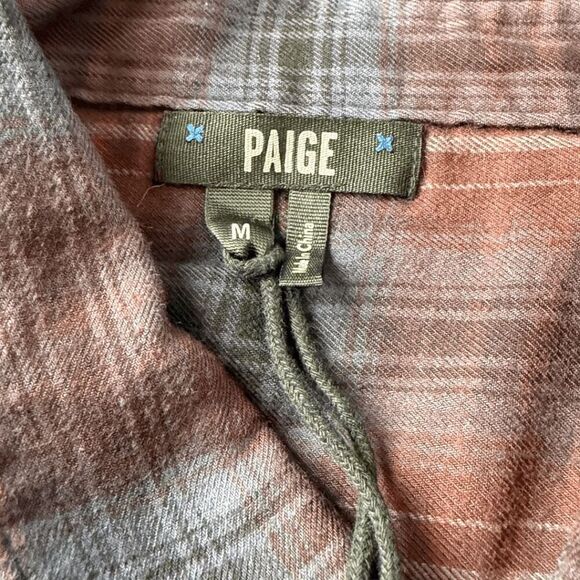 Paige Men's Cotton Blend Flannel Button-up Shirt Canterbury Plum Medium NWOT - Picture 8 of 8